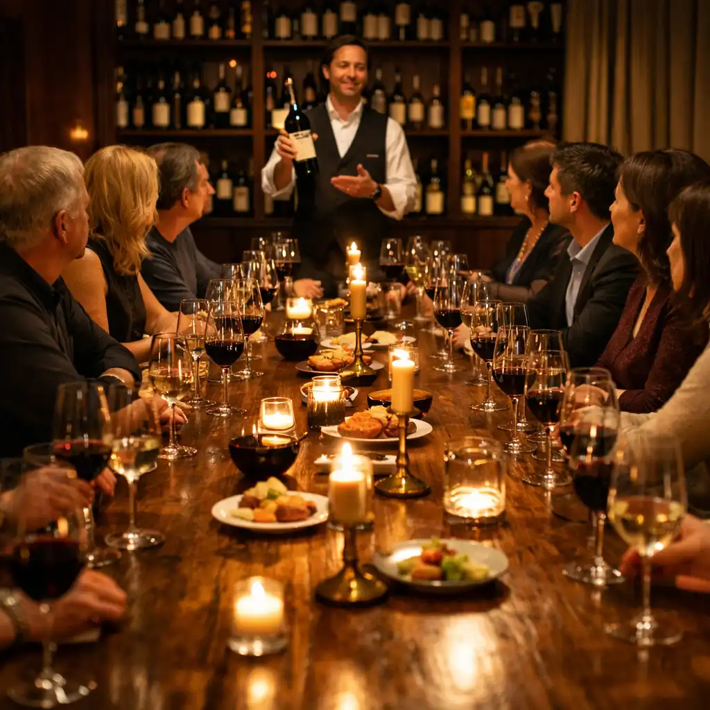 Borkóstoló esemény vendégekkel és sommelier-vel